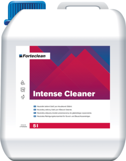 Forteclean Intensive Cleaner, mit Wasser im Verhältnis 1:5 – 1:10 verdünnt.